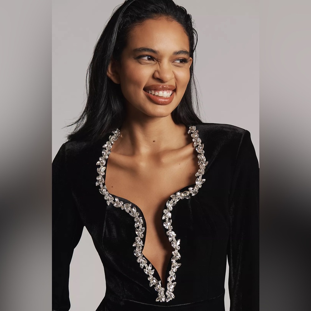 Bardot Audrina Velvet Mini Dress | Anthropologie | NWT | Size 12 | Black - Picture 3 of 12